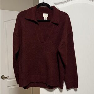H&M Deep Red V-Neck Sweater